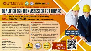 Read more about the article QUALIFIED OSH RISK ASSESSOR FOR HIRARC