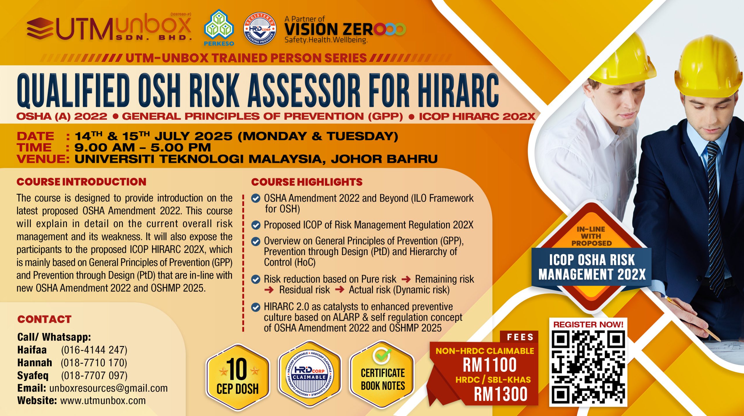 Read more about the article QUALIFIED OSH RISK ASSESSOR FOR HIRARC
