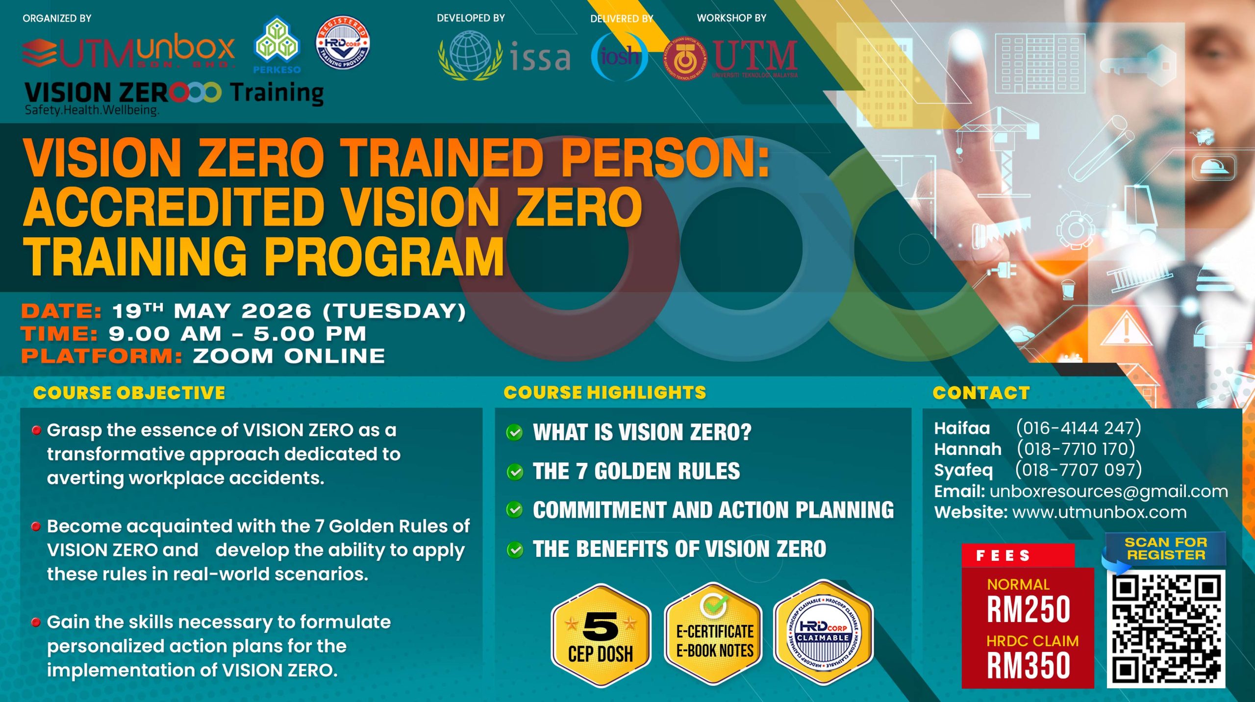 You are currently viewing VISION ZERO CERTIFIED PERSON: INTERNATIONAL CERTIFICATION BY IOSH UK & ISSA