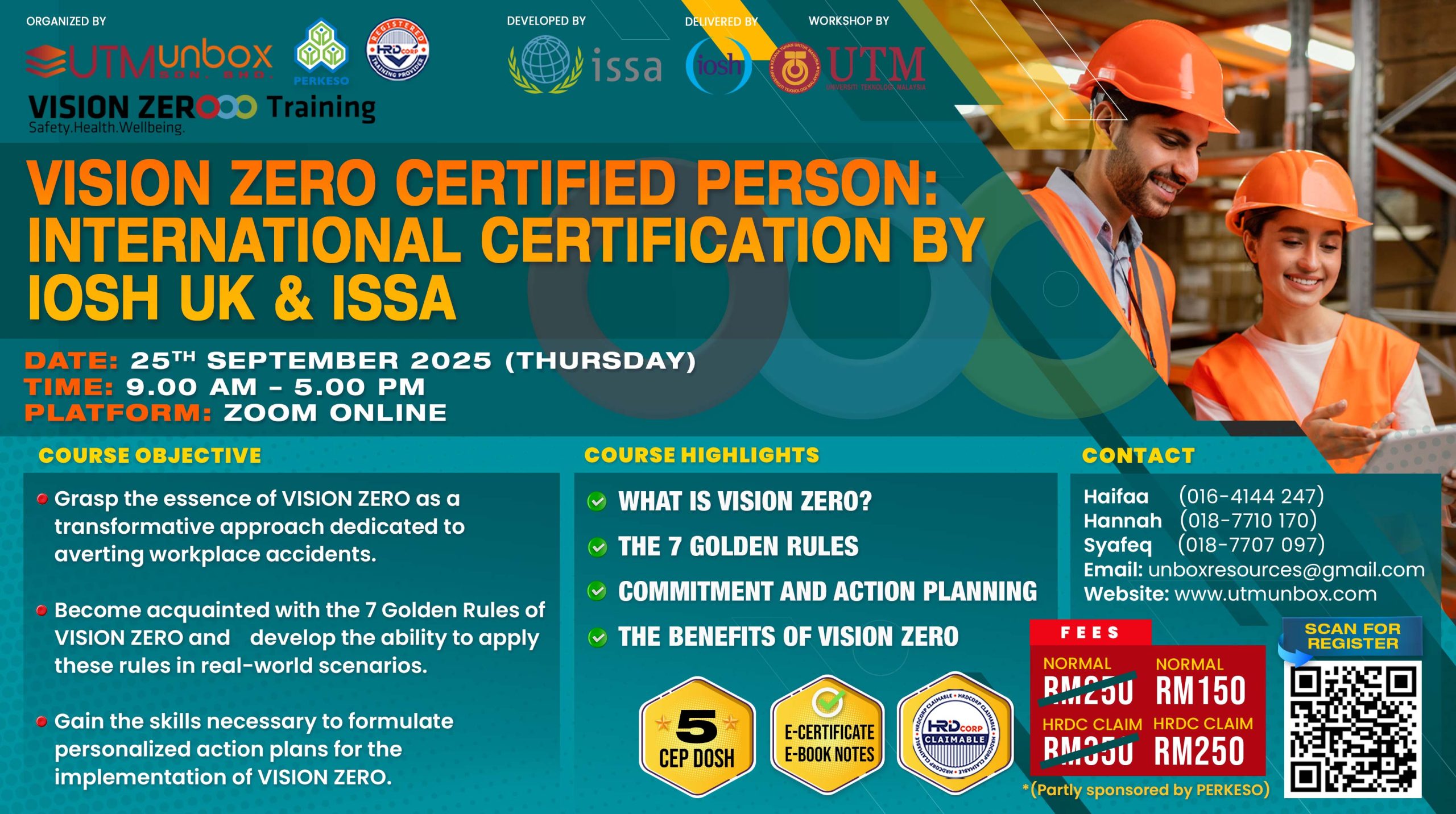 You are currently viewing VISION ZERO CERTIFIED PERSON: INTERNATIONAL CERTIFICATION BY IOSH UK & ISSA