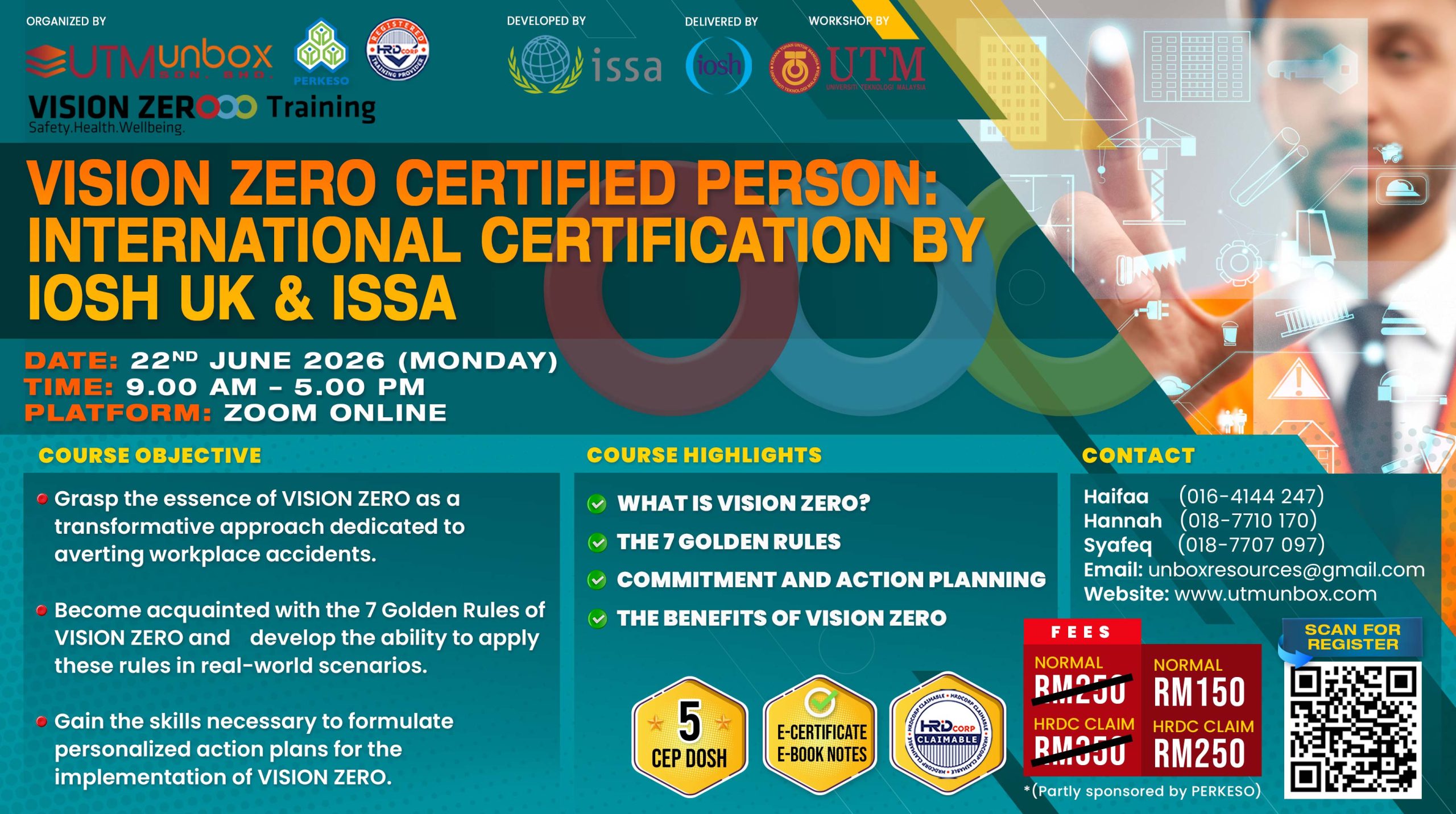 Read more about the article VISION ZERO CERTIFIED PERSON: INTERNATIONAL CERTIFICATION BY IOSH UK & ISSA