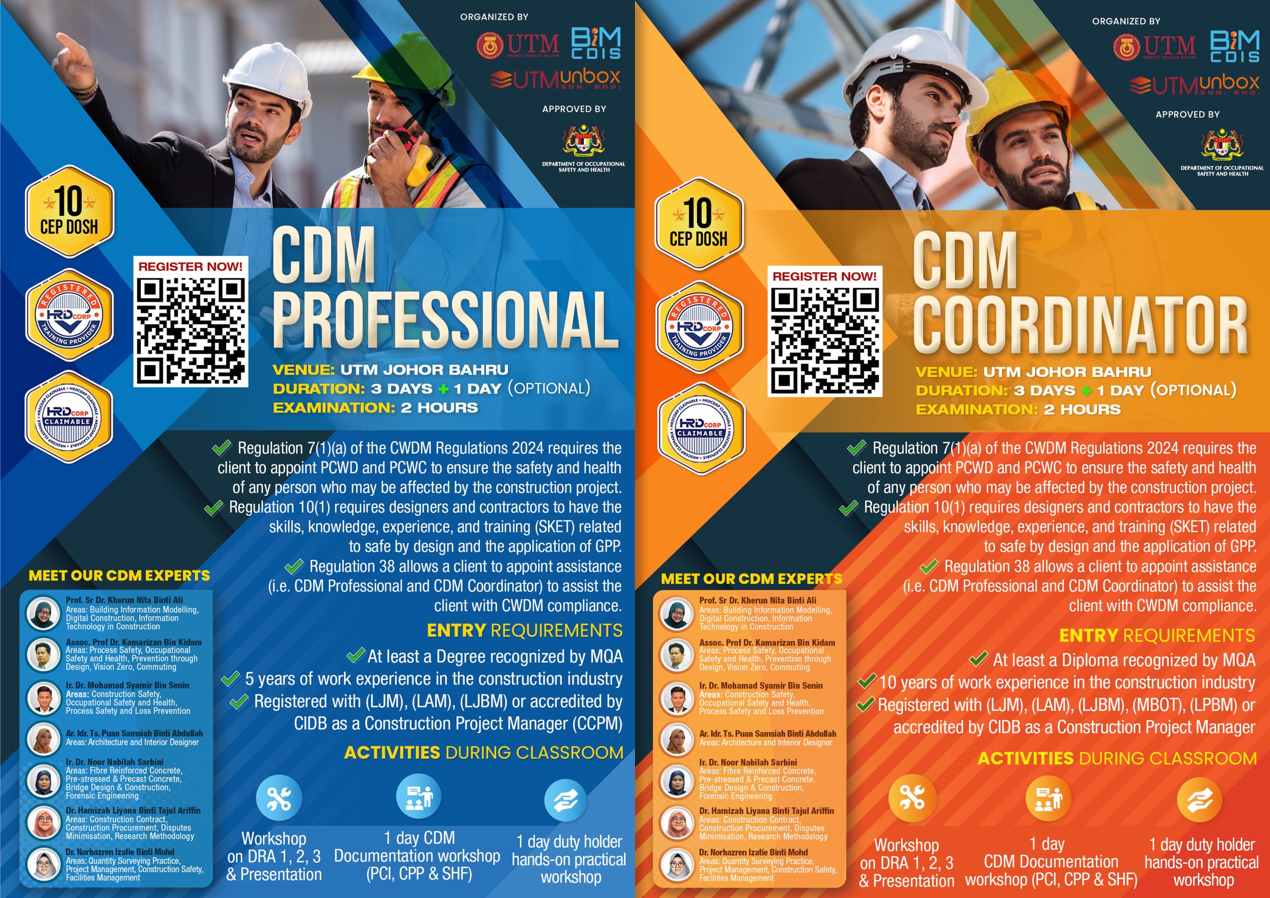 Read more about the article CDM PROFESSIONAL / CDM COORDINATOR TRAINED PERSON (UTM JB)