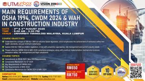 Read more about the article MAIN REQUIREMENTS OF OSHA 1994, CWDM 2024 & WAH IN CONSTRUCTION INDUSTRY